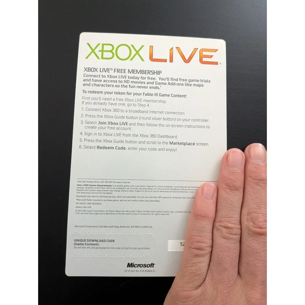 Fable‎ III 3 Bonus Game Content Card Code Brand New Unused Xbox 360